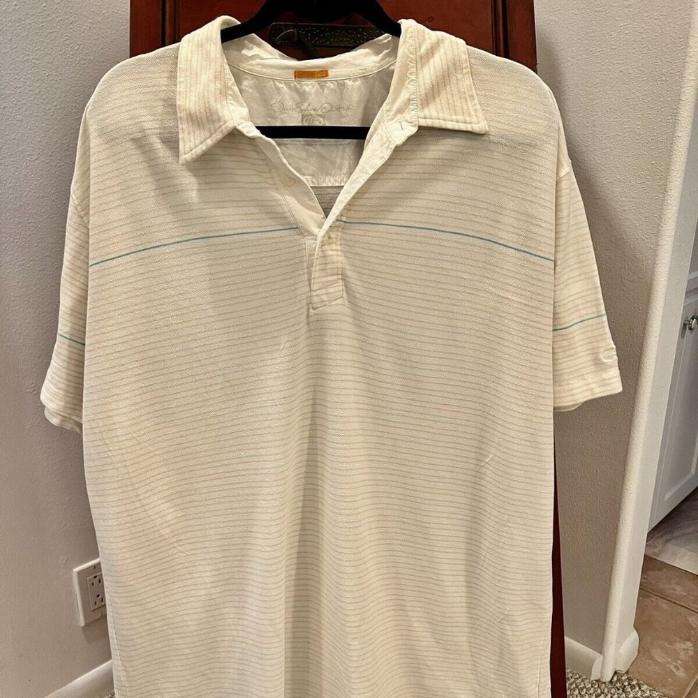 Quicksilver Edition Stripe Men's XL Collared Shirt White 100% Cotton